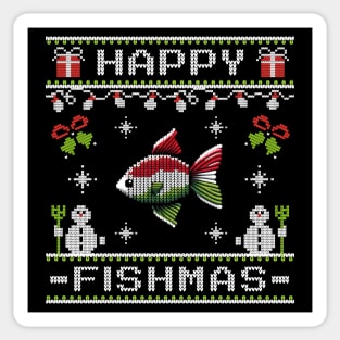 Happy Fishmas Ugly Christmas Sweater Design Sticker